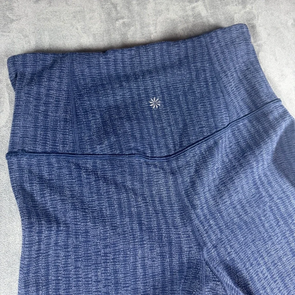 Athleta Elation Textured Straight Leg‎ Pants Blue Herringbone Small Petite SP